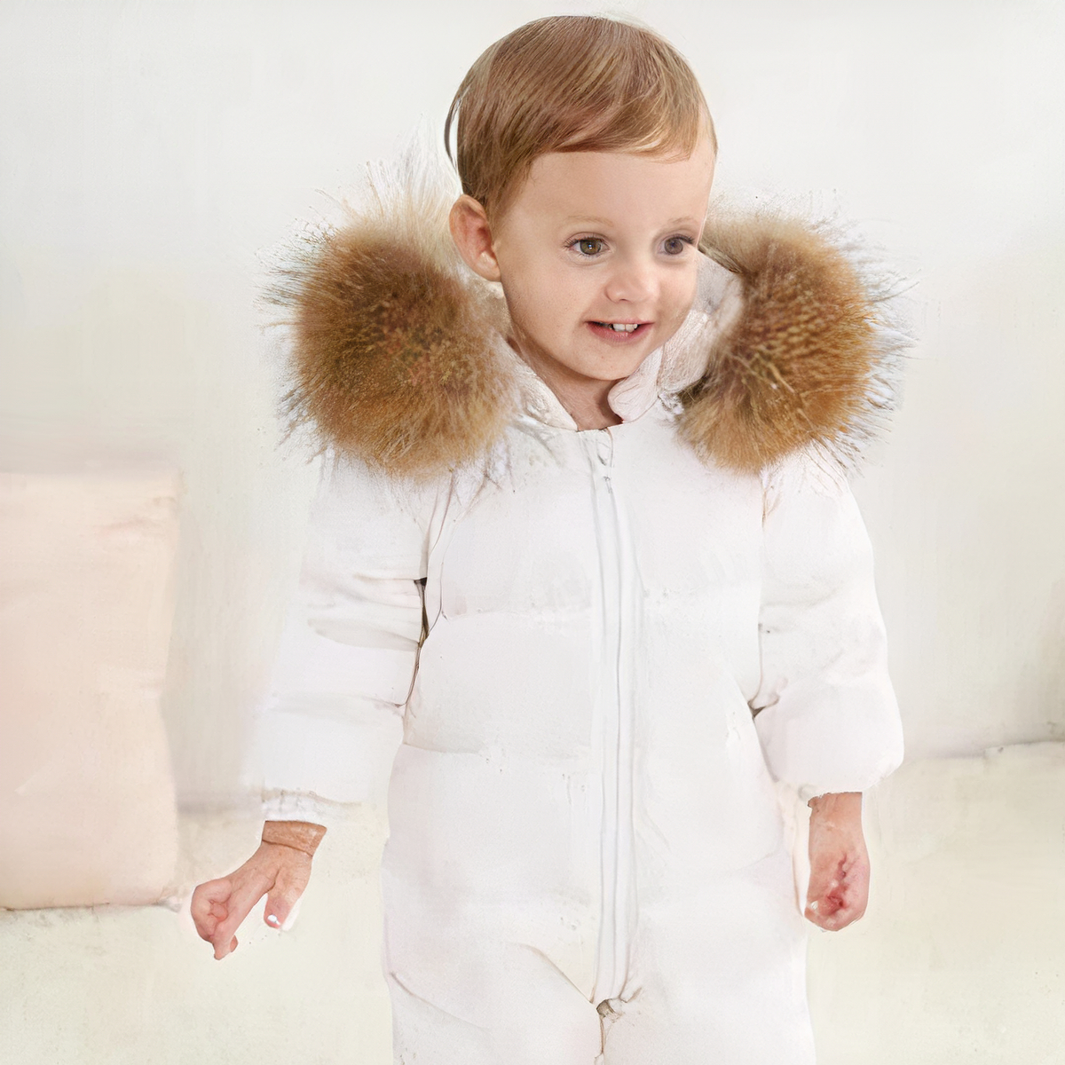 Combinaison Doudoune Bébé Avec Capuche – Épaisse, Chaude, Pour 3-18 Mois, Idéale Hiver Et Neige (couleur Blanc)